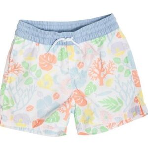 The Beaufort Bonnet Company Kids Pastel Coral & Floral Swim Trunks